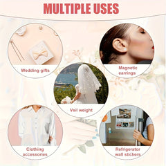 8pcs Magnetic Veil Set for Weddings Bridal Parties - Minimalist Style