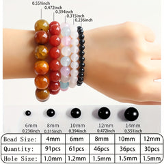 38 Silver Hematite Stone Round Loose Beads DIY Jewelry Making
