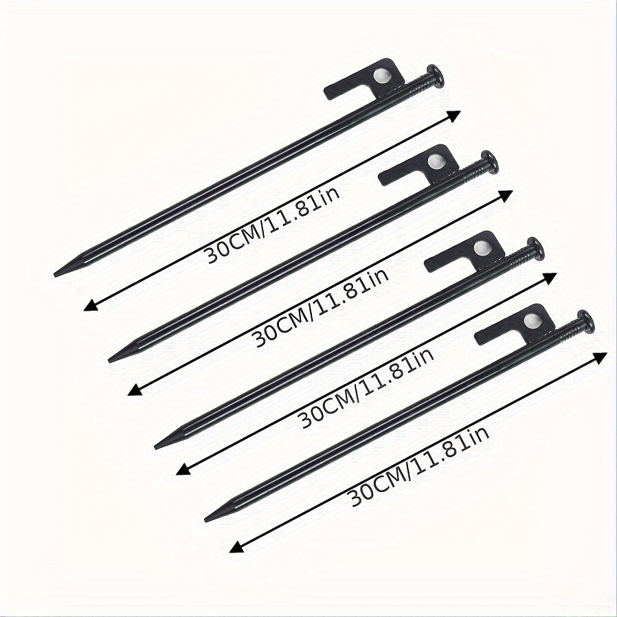 4pcs Steel Tent Nails Heavy Duty Awning Stakes - Outdoor Hiking Gardening Canopy