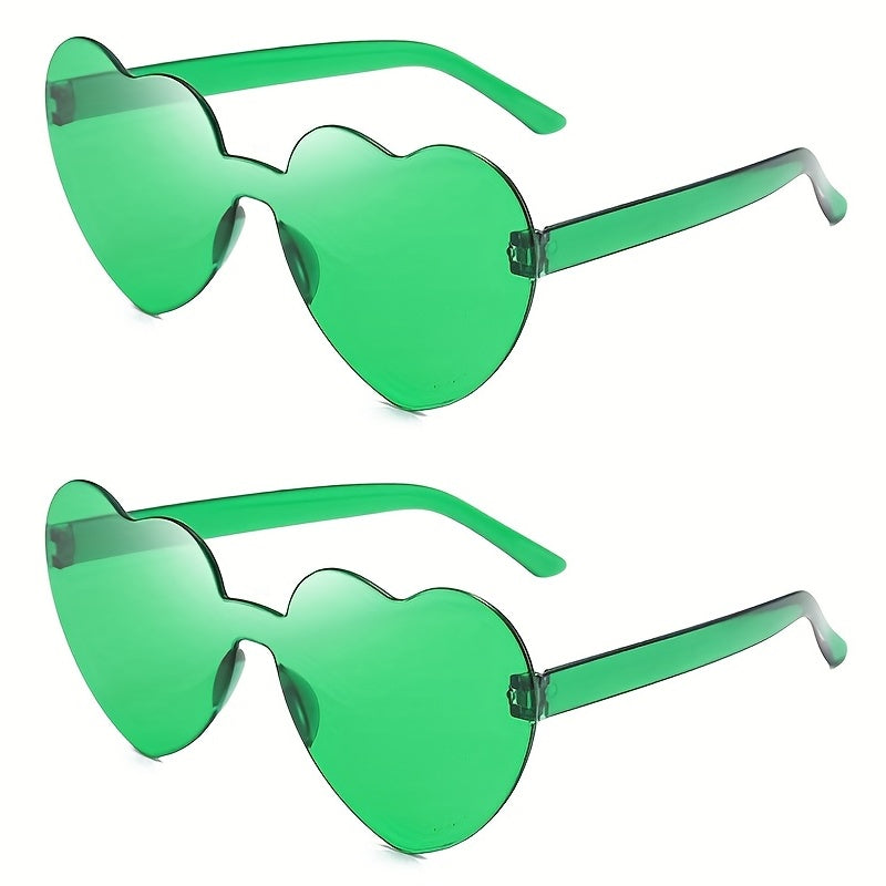 Heart Rimless Sunglasses Tinted Lens Glasses Clear Frame Eyewear