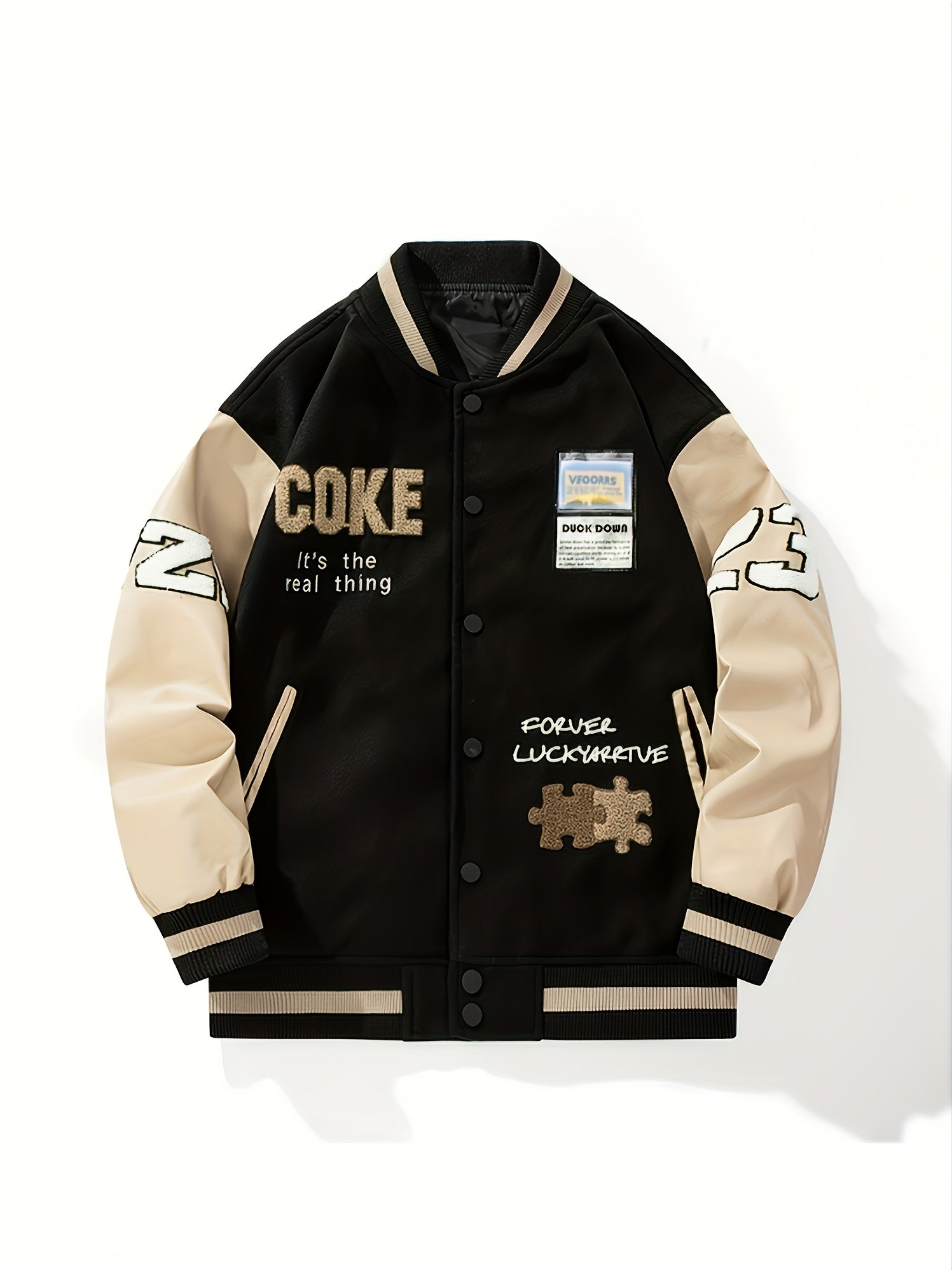 Men's Embroidered Varsity Jacket for Spring/Fall