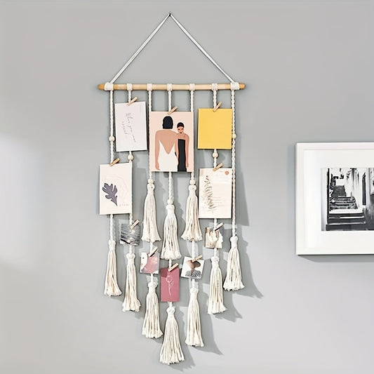 Photo Display Lace Wall Hanging With 10 Wooden Clips