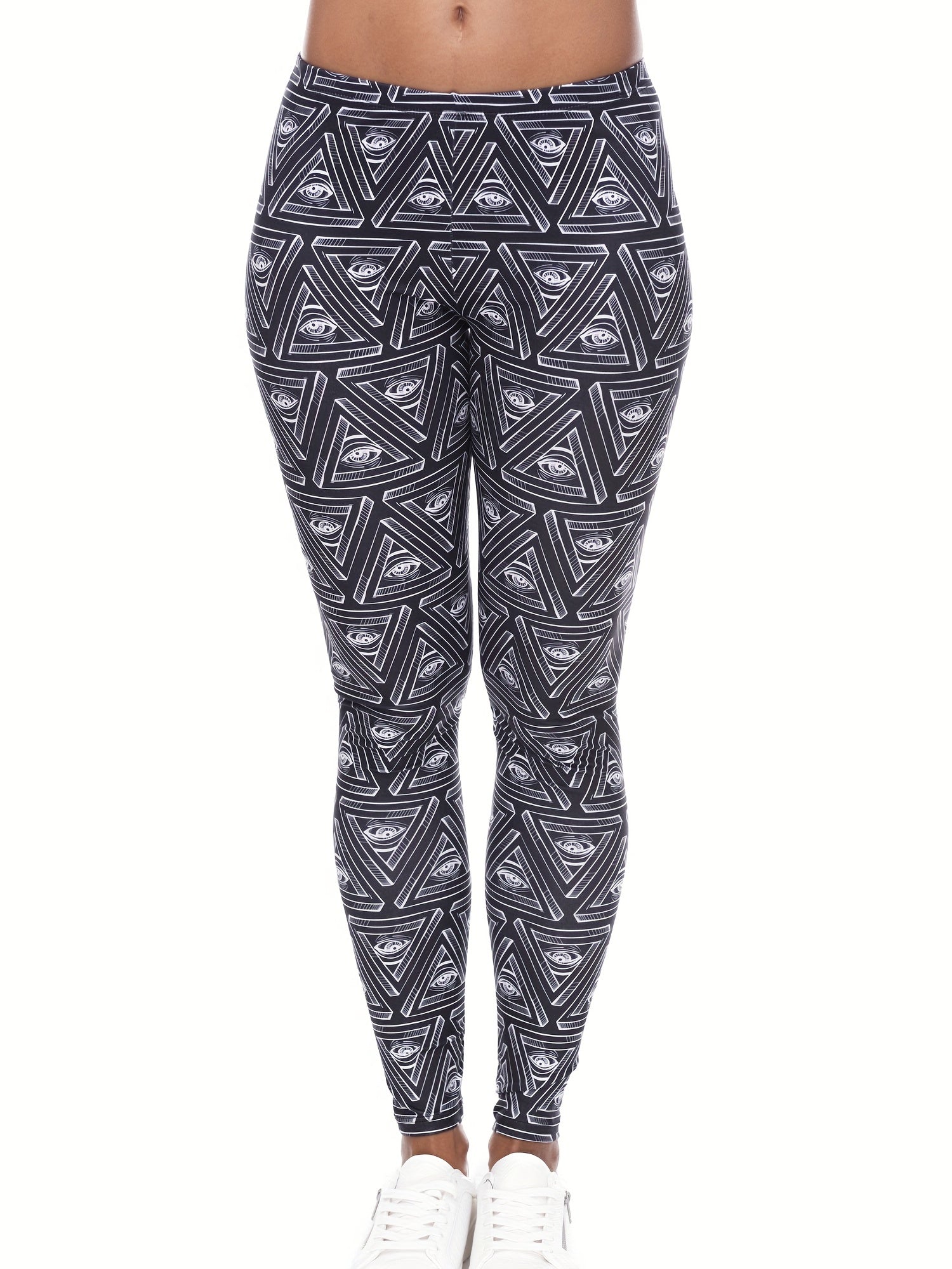 Boho Triangle Print Leggings High Waist Slim Long Length Leggings