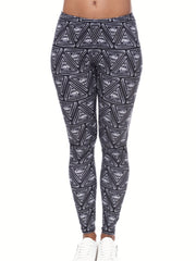 Boho Triangle Print Leggings High Waist Slim Long Length Leggings
