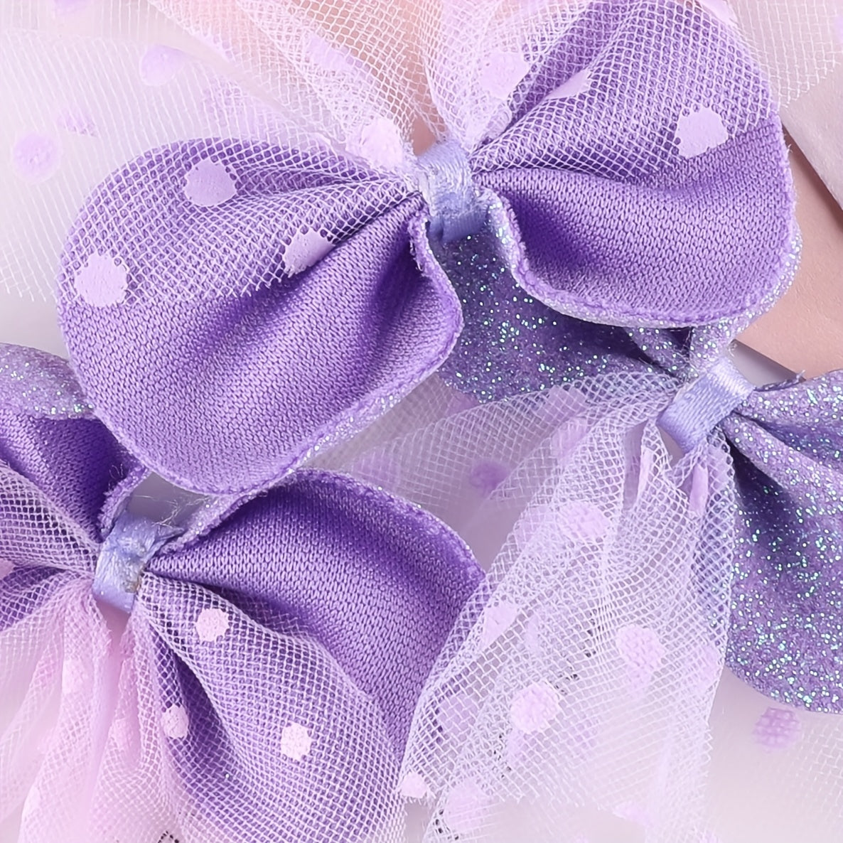 4pcs Mesh Purple Bow Patches Girls Clothing Accessories DIY Hand Sewing