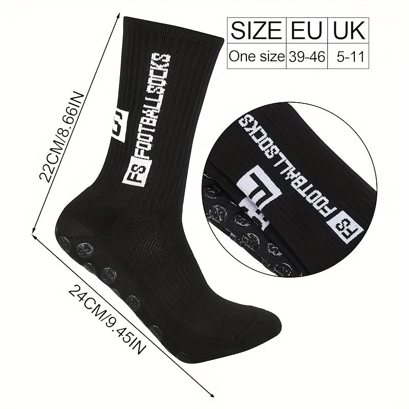 6 Pairs Non-Slip Crew Socks for Soccer Running Hiking