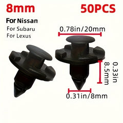 50pcs 8mm Auto Fastener Rivet Retainer Clips with Removal Tool
