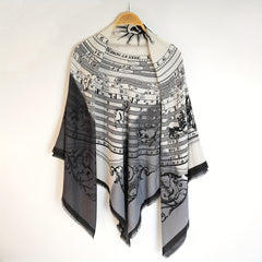 Classic Print Square Scarf Vintage Tassel Shawl Windproof Head Wrap