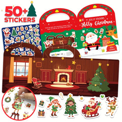 50 Christmas Stickers Waterproof Double Sided Santa Deer & Holiday Designs