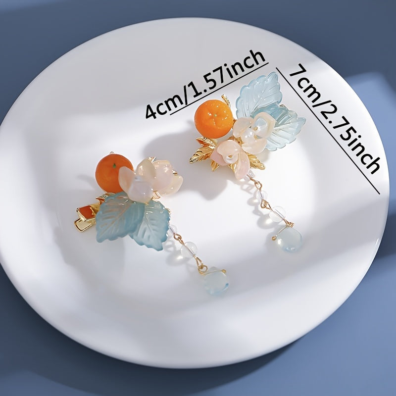 Vintage Chinese Style Orange Hair Pin Cheongsam Hair Accessories