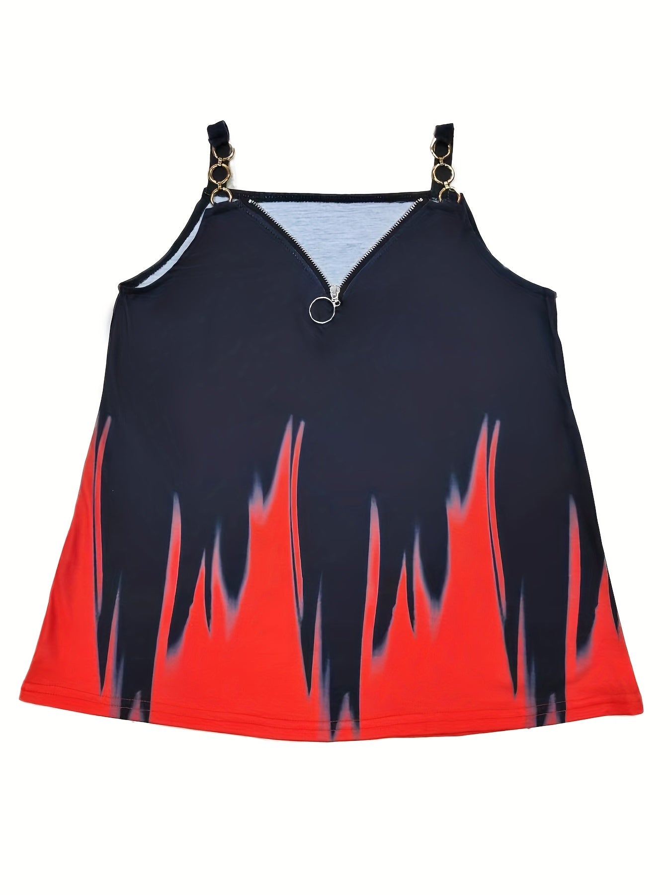 Casual Quarter Zip Tank Top with Chain Strap, Sleeveless