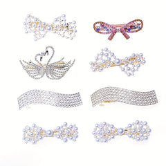 Rhinestone & Pearl Hair Clip French Barrette Accessory
