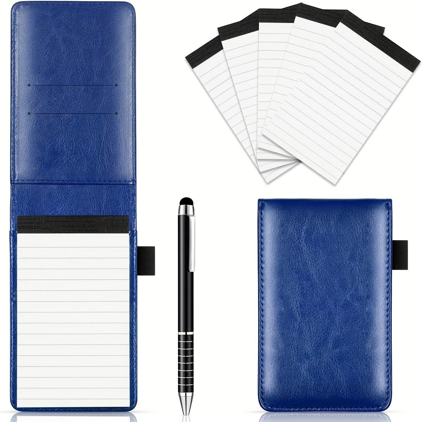 Faux Leather Pocket Notepad Holder Set with Pen College Rules Mini Notebook