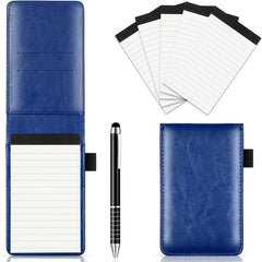 Faux Leather Pocket Notepad Holder Set with Pen College Rules Mini Notebook