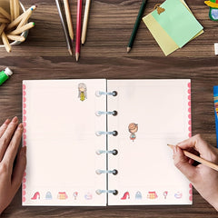 80pcs A6 Cartoon Journal Refills 6-Hole Loose Leaf Inserts Handbook Replacement