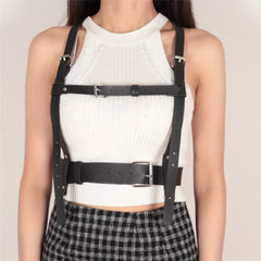 Wide PU Leather Corset Belt Body Harness For Women