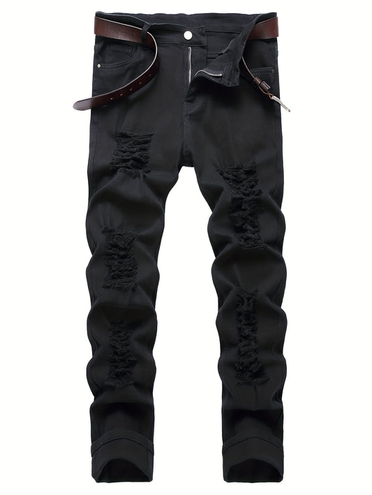 Slim Fit Jeans Mens Straight Leg Stretch Denim Pants
