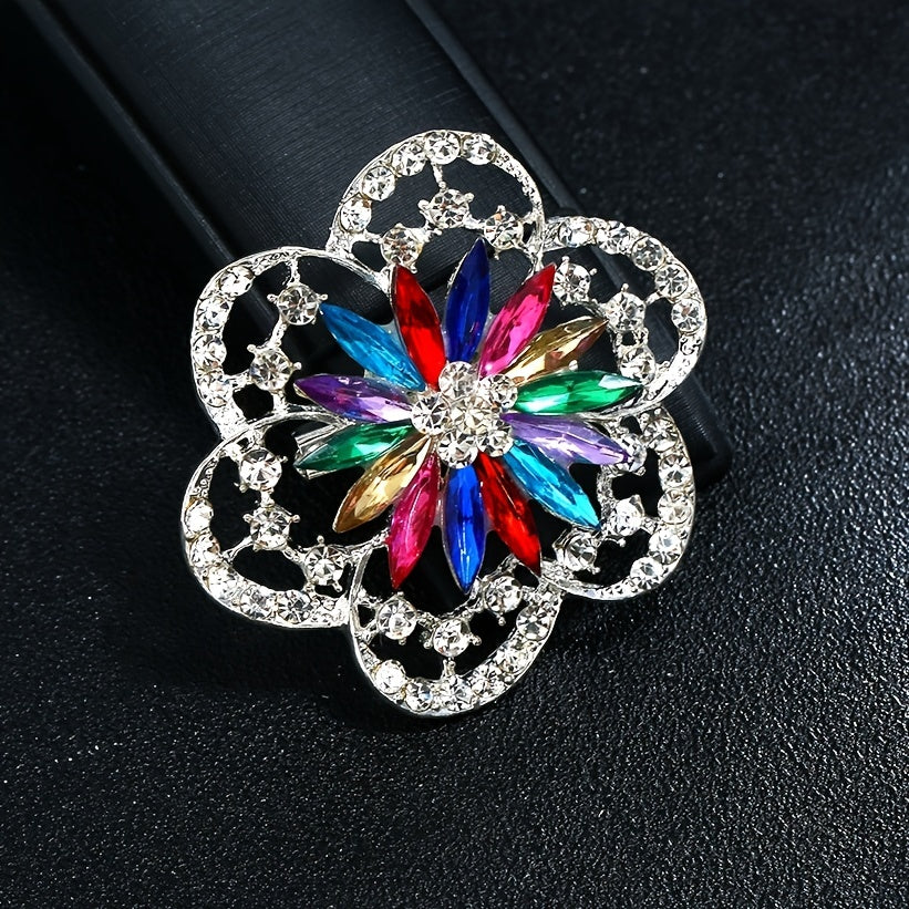 Fashionable Diamond Flower Large Brooch Clothing Accessory