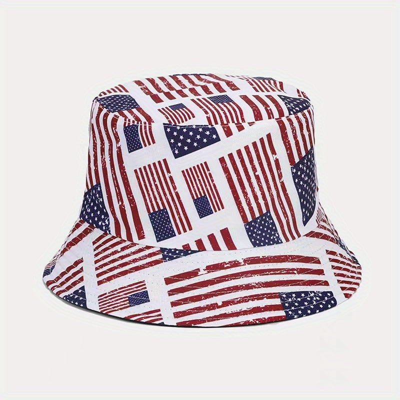 Versatile Sunshade Bucket Hat American Flag Print Sun Hat Men Women
