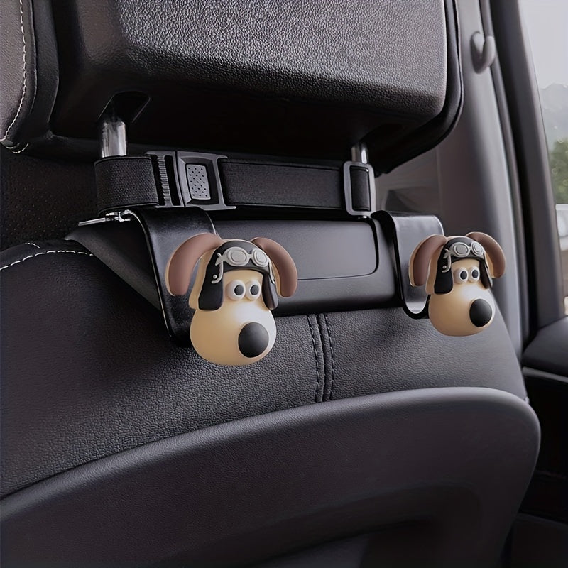 4pcs 3D Cartoon Puppy Car Hook Storage Hanger For Car Seat Back