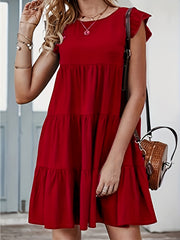  Ruffle Sleeve Smock Dress