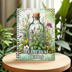 Vintage Apothecary Herbal Notebook Spiral Bound Green Cover