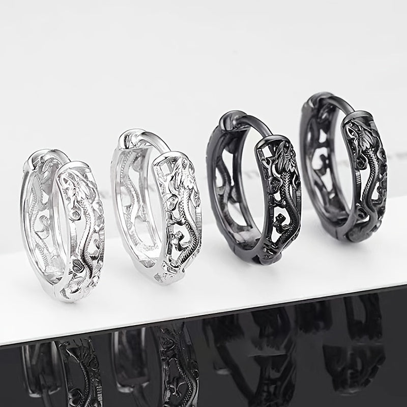 Dragon Stud Earrings & Men's Retro Ethnic Style Earrings