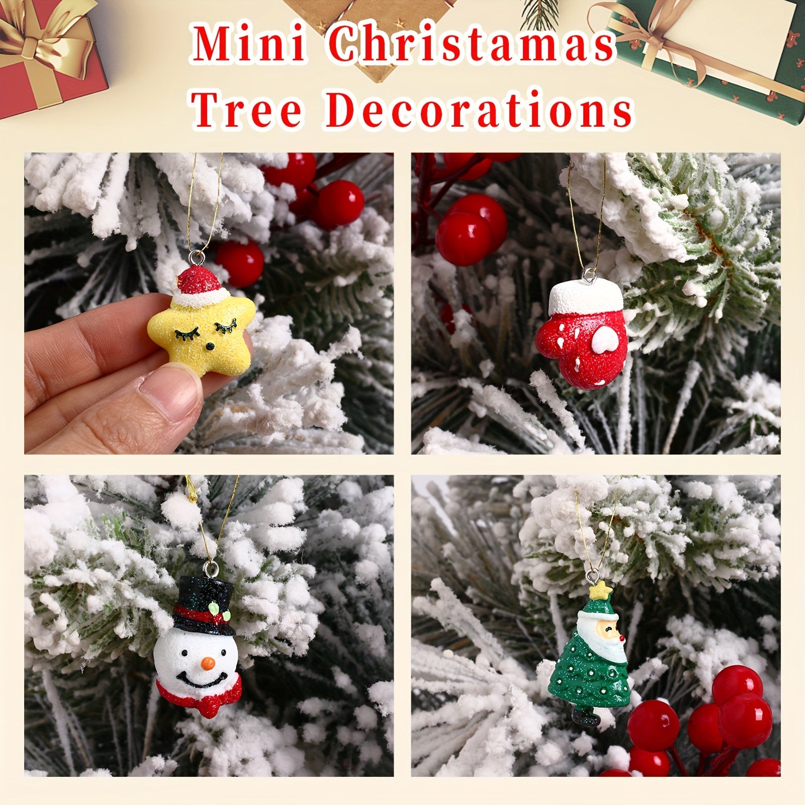 30 Resin Christmas Tree Snowflake Bell Pendants Decoration