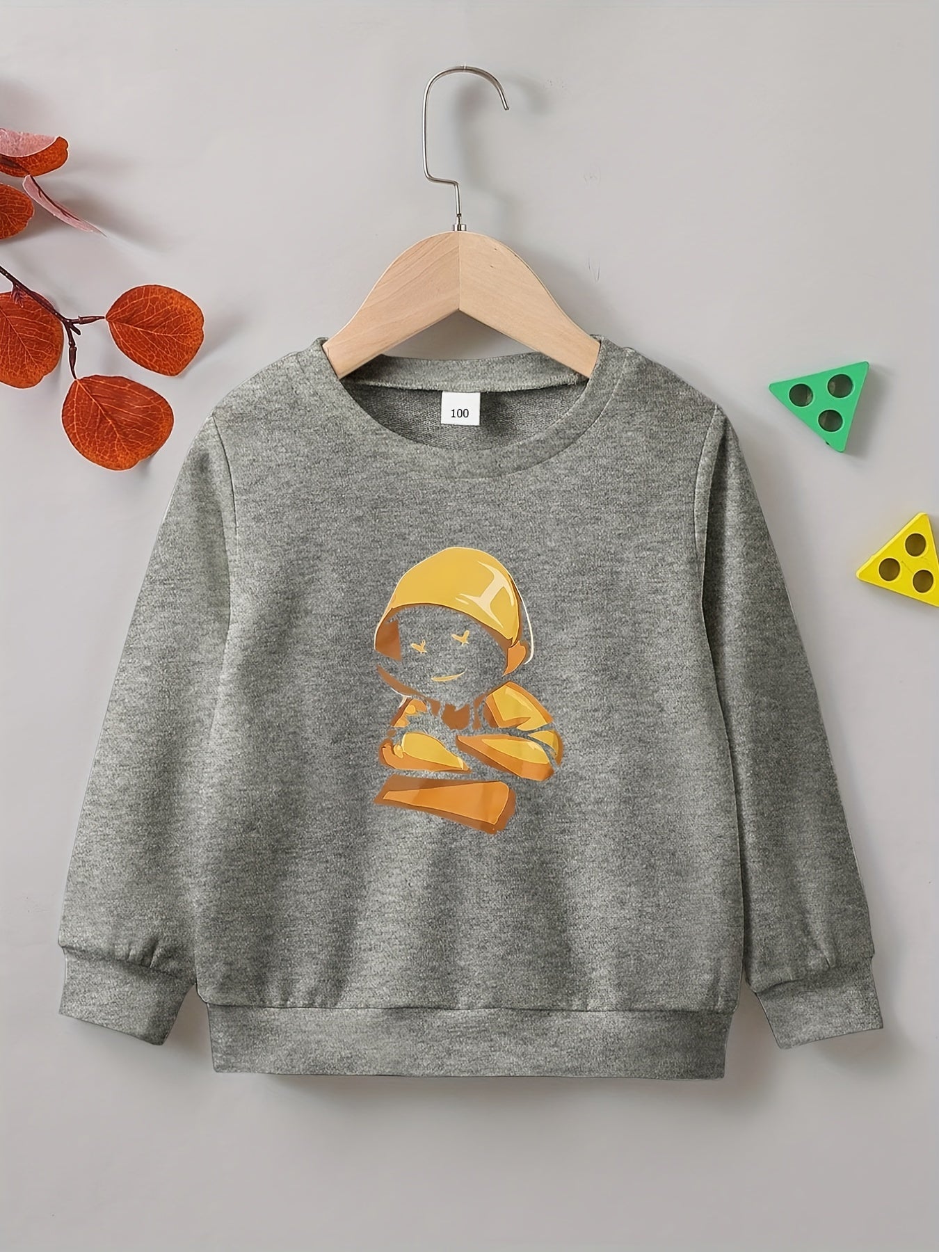 Cartoon Boy Print Boys Casual Pullover Sweatshirt