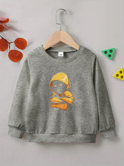Cartoon Boy Print Boys Casual Pullover Sweatshirt