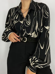  Women's Stripe Print Long Sleeve Button Up Shirt
