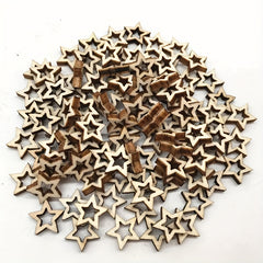 100pcs Recycled Wood Star Cutouts for Christmas Decorations DIY Art