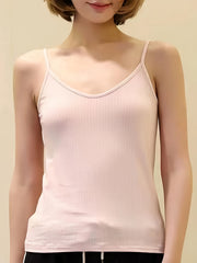 4pcs Solid V Neck Sleeveless Cami Tops Women's Lingerie