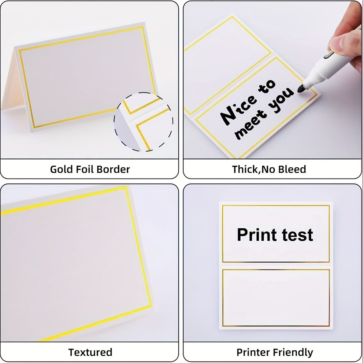 Golden Foil Border Seat Cards, Wedding Banquet, Birthday Party