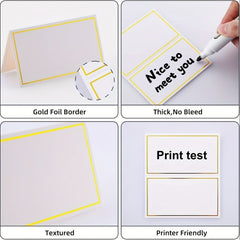 Golden Foil Border Seat Cards, Wedding Banquet, Birthday Party