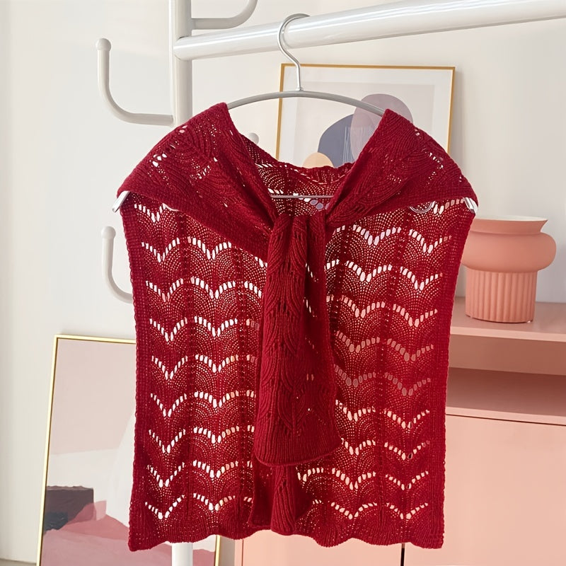 Geometric Hollow Out Shawl Knitted Warm Wrap Thin Breathable Cape Cardigan