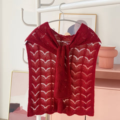 Geometric Hollow Out Shawl Knitted Warm Wrap Thin Breathable Cape Cardigan