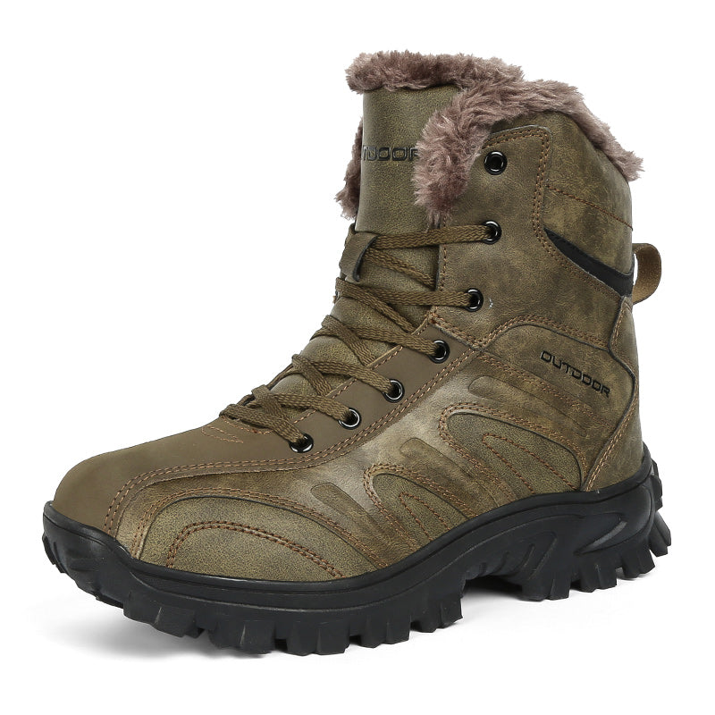 Men's Outdoor Snow Boots Leather Warm Winter Hiking Boots