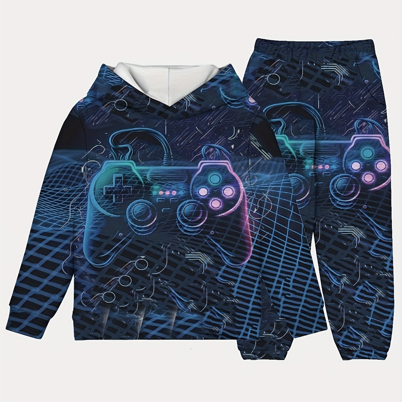Boy's Game Console Hoodie & Pants Set for Fall Winter