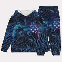 Boy's Game Console Hoodie & Pants Set for Fall Winter
