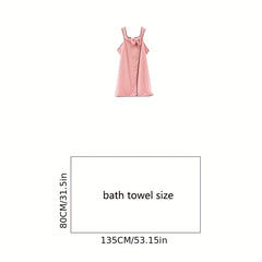 Sleeveless Coral Fleece Bath Towel Spaghetti Strap Bathrobe With Bow Tie