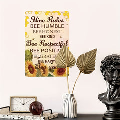Sunflower Bee Kind Metal Tin Sign Wall Plaque