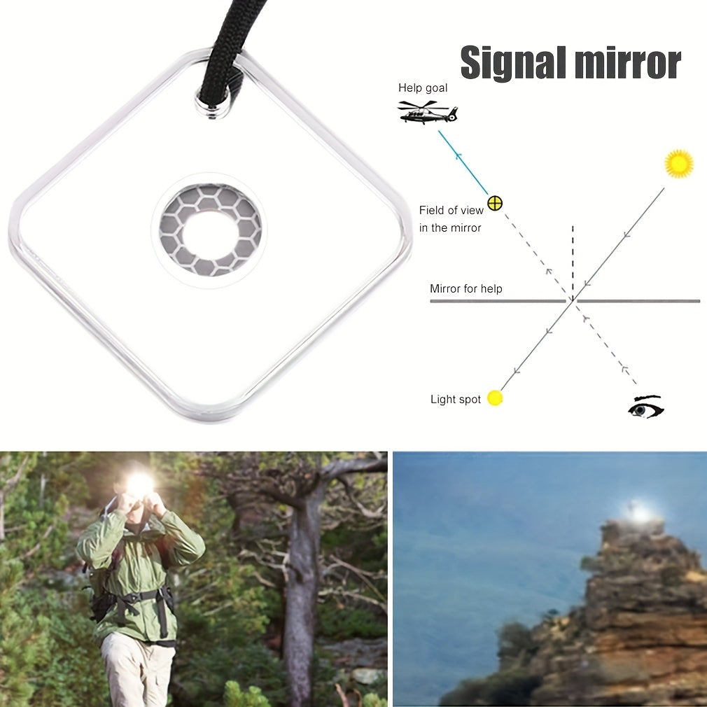 Heliograph Signal Mirror With Whistle Outdoor Emergency Survival Tool