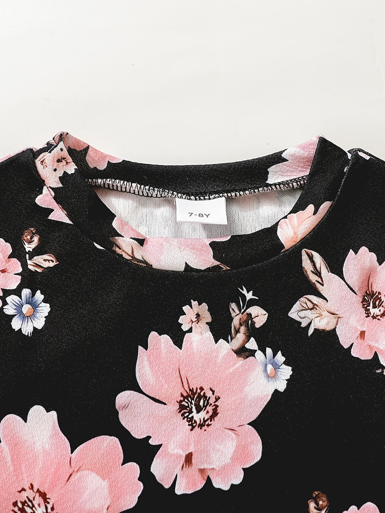 Girl's Floral 2pcs Sweatshirt & Leggings Set for Spring Fall