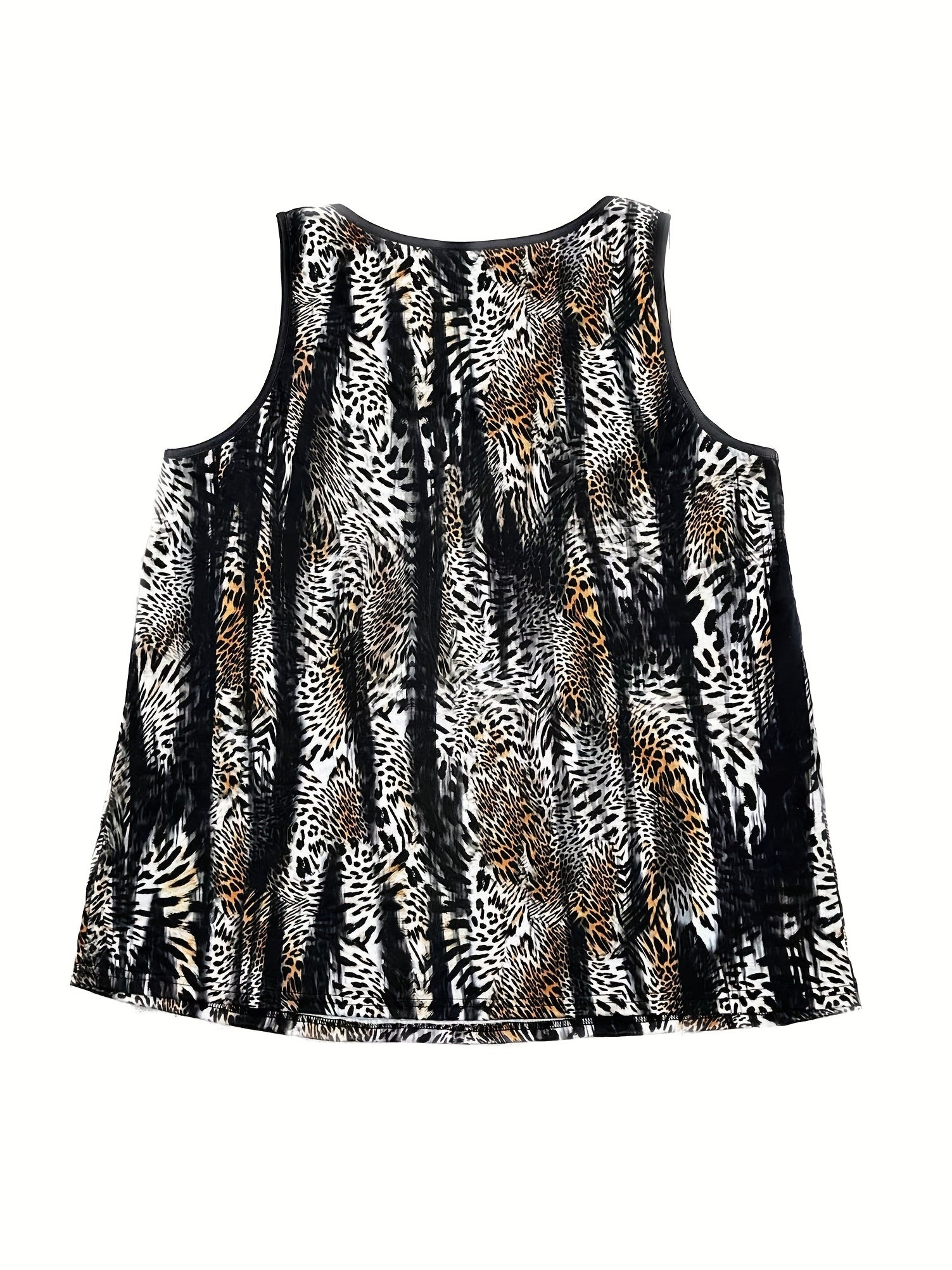  Striped Print Round Neck Tank Top