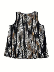  Striped Print Round Neck Tank Top