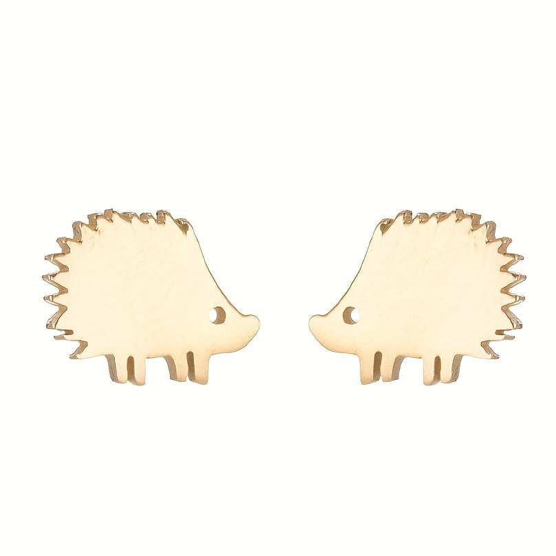 2pcs Men's Stainless Steel Hedgehog Stud Earrings