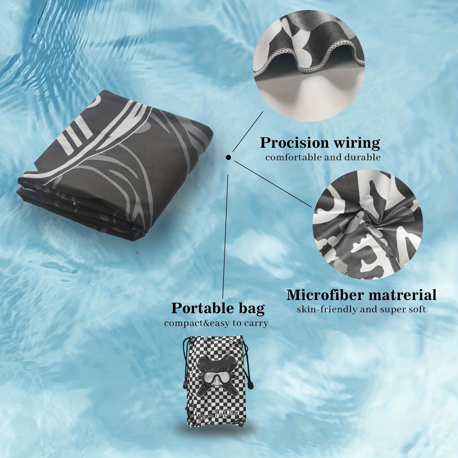 Turbo Microfiber Beach Towel Quick Drying Sand Proof Swim Towel