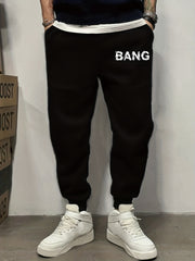 Bang Letter Print Casual Drawstring Joggers Men s Pants For Spring Summer