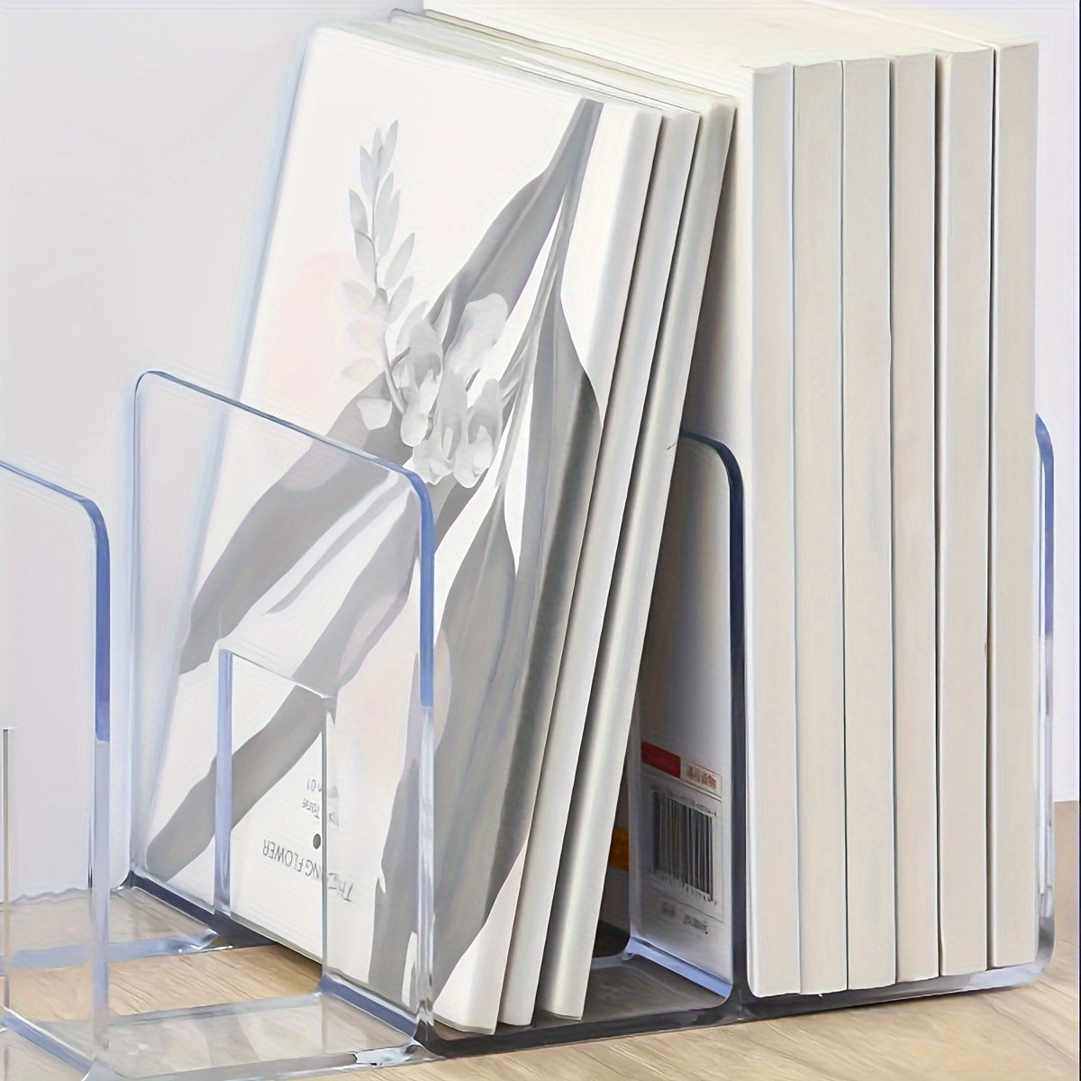 Acrylic Book Stand Transparent Bookshelf Desk Storage Organizer